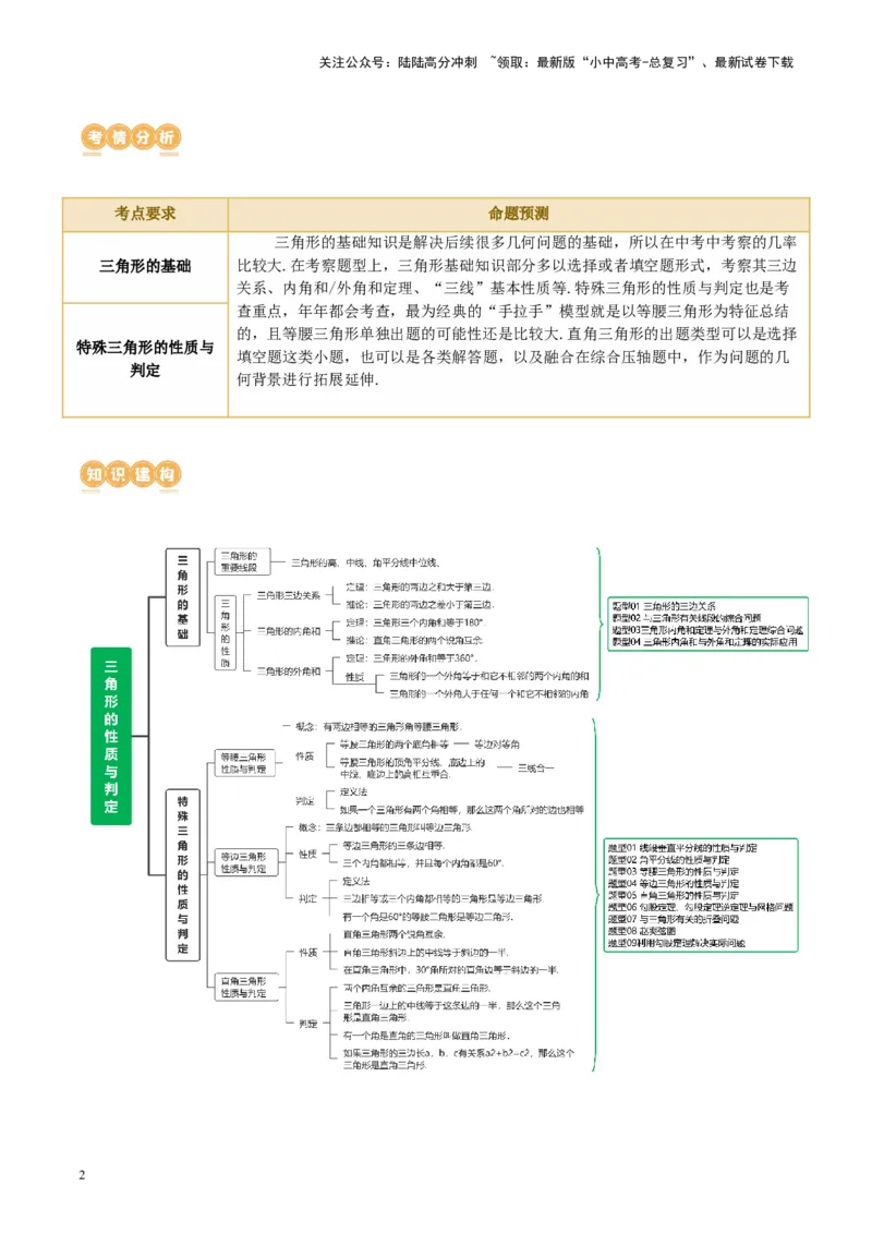 专题04三角形的性质与判定（讲练）（原卷版）_02中考总复习（2026版更新中）_02-数学-中考总复习_2024年中考复习资料_二轮复习资料_课件+讲义+练习_讲义