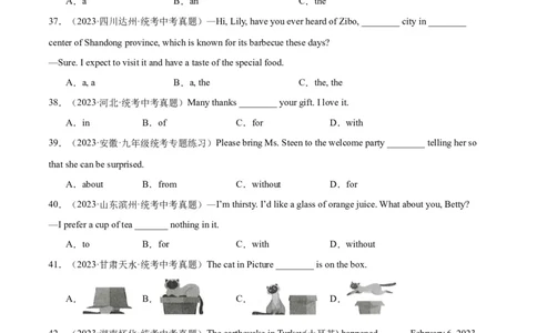 专题04单项选择100题part1（原卷版）_02中考总复习（2026版更新中）_03-英语-中考总复习_2024年中考复习资料_专项复习资料_完❤❤备战2024年中考英语题型突破（各地中考真题精选）