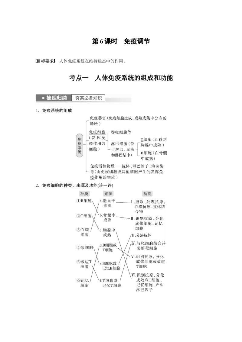 2023年高考生物一轮复习（全国版）第8单元第6课时　免疫调节_通用版（老高考）复习资料_2023年复习资料_一轮复习_2023年高考生物一轮复习讲义+课件（全国版）