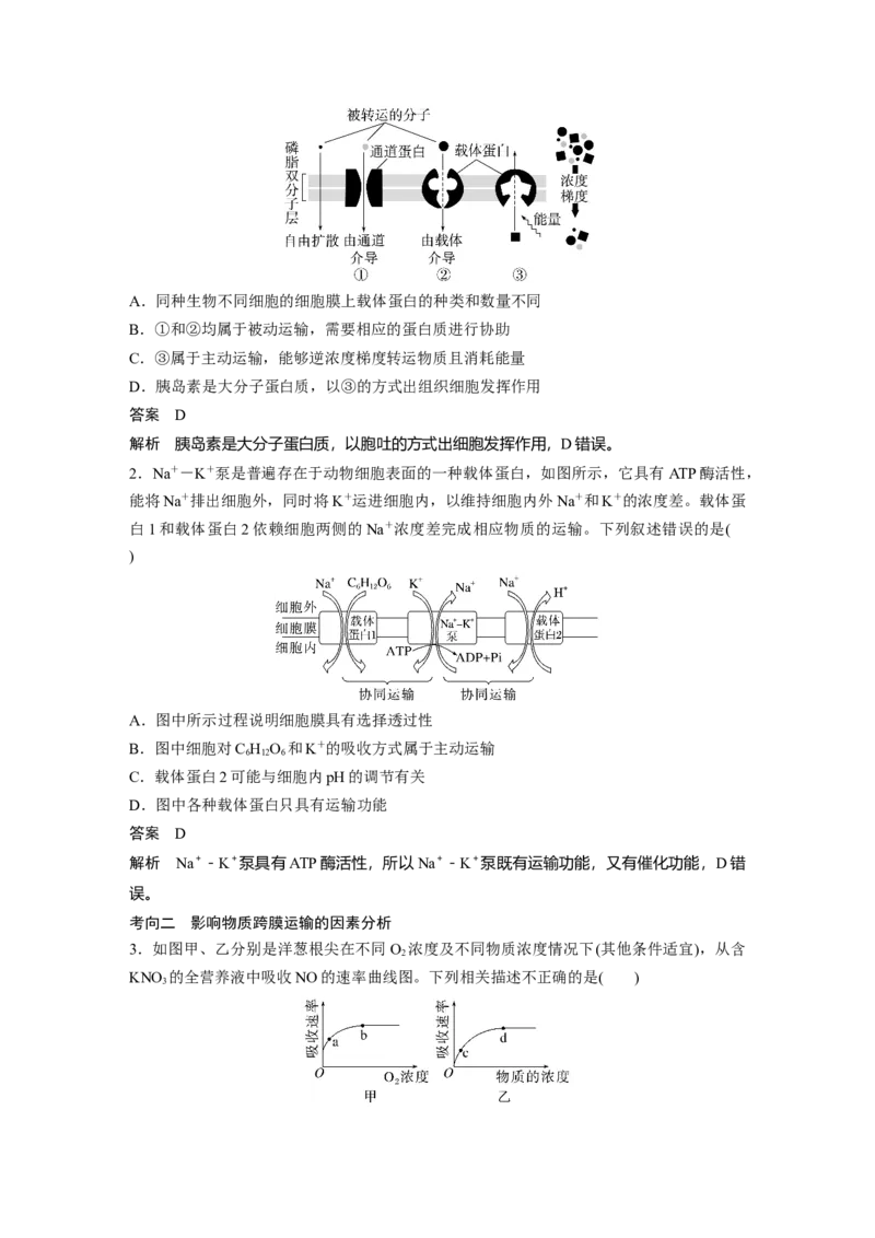 2023年高考生物一轮复习（全国版）第2单元第6课时　物质出入细胞的方式及影响因素_通用版（老高考）复习资料_2023年复习资料_一轮复习_2023年高考生物一轮复习讲义+课件（全国版）