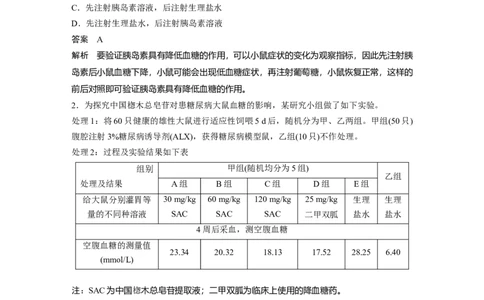 2022年高考生物一轮复习第8单元强化练17　动物生命活动调节的综合分析及实验探究_新高考复习资料_2022年新高考复习资料_2022年一轮复习最新版