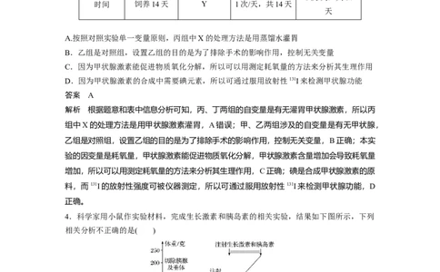 2022年高考生物一轮复习第8单元强化练17　动物生命活动调节的综合分析及实验探究_新高考复习资料_2022年新高考复习资料_2022年一轮复习最新版