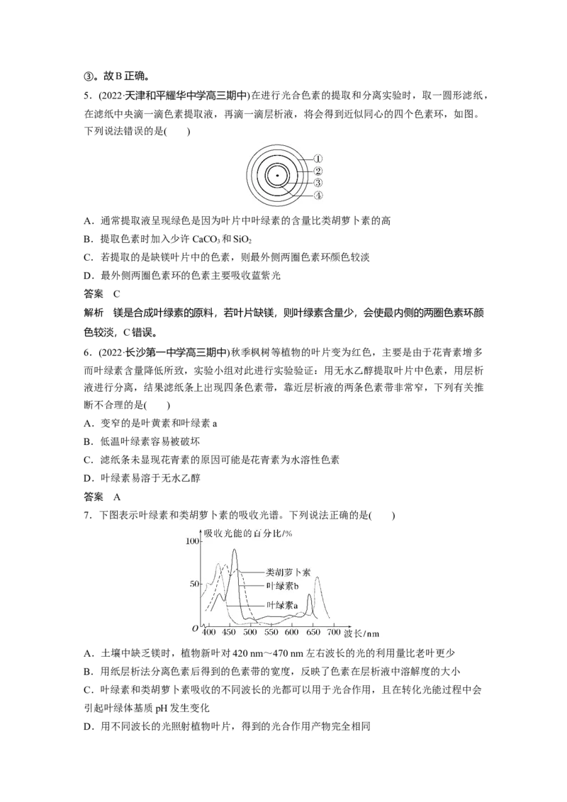 2023年高考生物一轮复习（新人教新高考）第3单元第5课时　捕获光能的色素和结构_新高考复习资料_2023年新高考复习资料_一轮复习_2023年新高考大一轮复习讲义