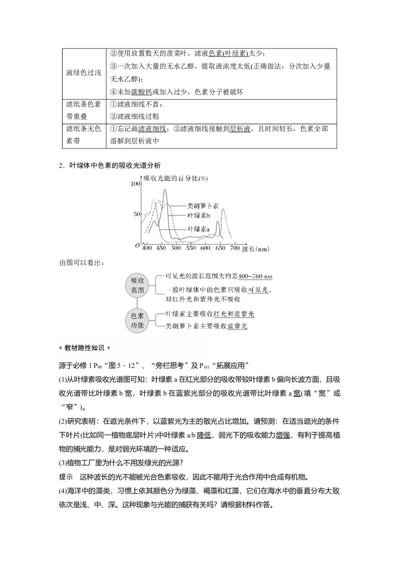 2023年高考生物一轮复习（新人教新高考）第3单元第5课时　捕获光能的色素和结构_新高考复习资料_2023年新高考复习资料_一轮复习_2023年新高考大一轮复习讲义