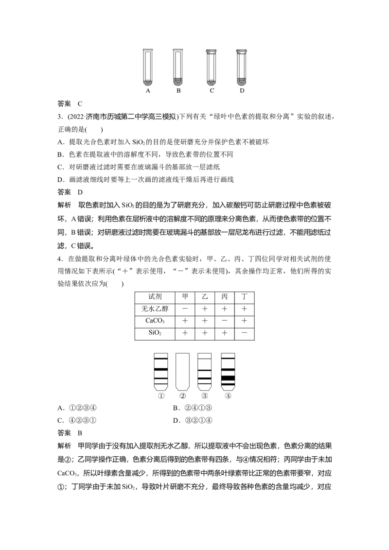 2023年高考生物一轮复习（新人教新高考）第3单元第5课时　捕获光能的色素和结构_新高考复习资料_2023年新高考复习资料_一轮复习_2023年新高考大一轮复习讲义