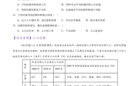 专题08人口与城市（练习）（原卷版）_2025年新高考资料_二轮复习_上好课2025年高考地理二轮复习讲练测（新高考通用）3381954
