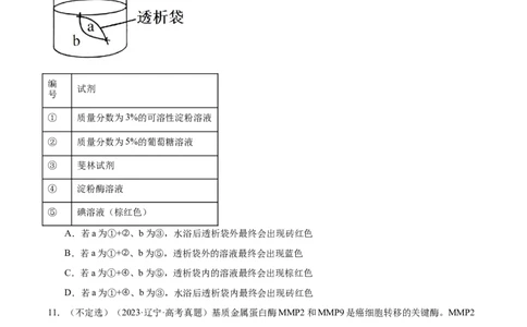 第03讲酶和ATP（练习）（原卷版）_2024年新高考资料_2.2024二轮复习_2024年高考生物二轮复习讲练测（新教材新高考）