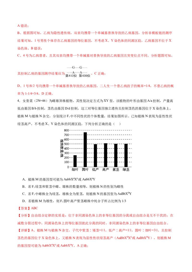 押新高考卷遗传与进化（解析版）-备战2024年高考生物临考题号押题（新高考通用）_2024年新高考资料_5.2024三轮冲刺_备战2024年高考生物临考题号押题（新高考通用）322745222
