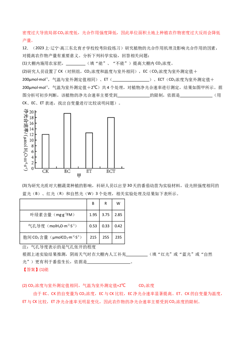 热点01&ldquo;农作物增产措施&rdquo;与光合作用和细胞呼吸（解析版）_2024年新高考资料_3.2024专项复习_2024年高考生物热点&middot;重点&middot;难点专练（新高考专用）