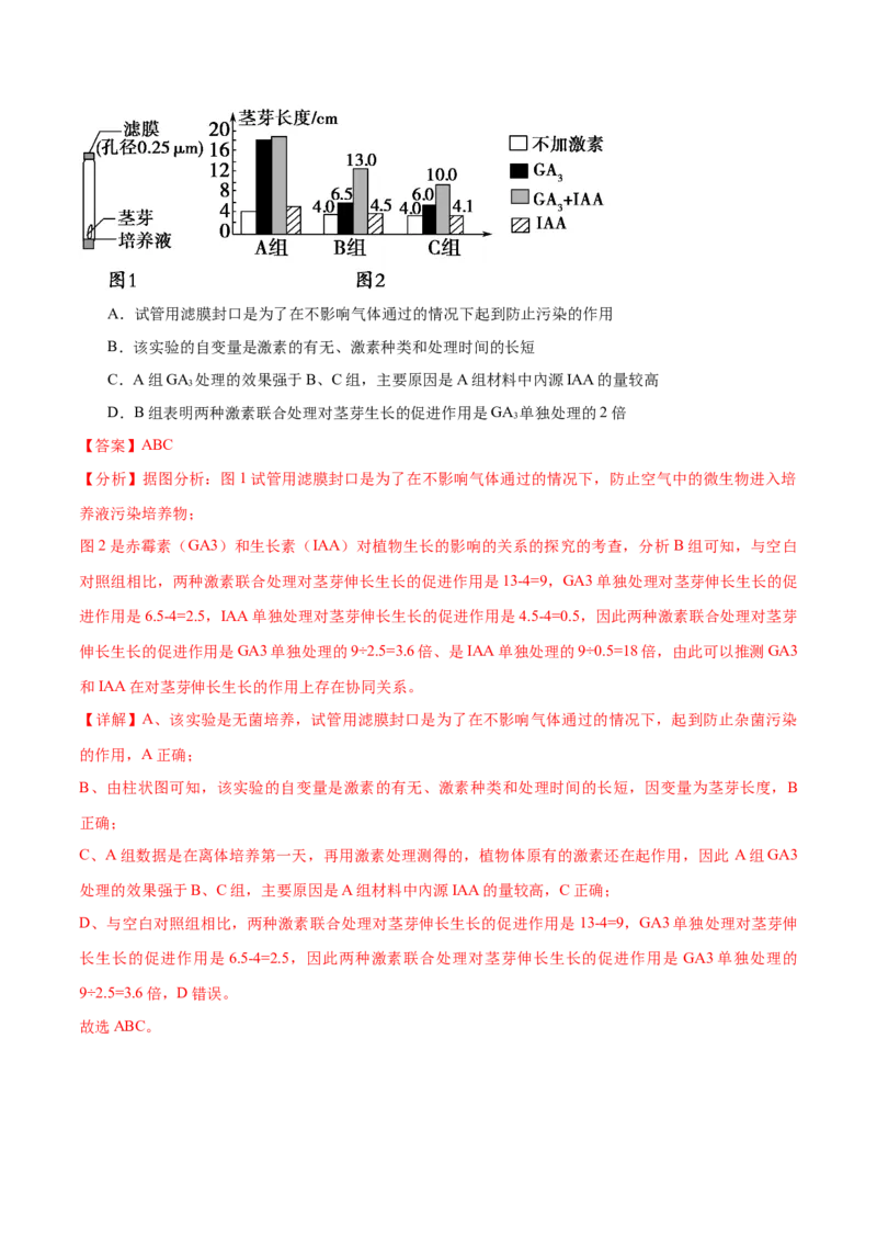 押江苏卷选择题稳态与调节（解析版）_2024年新高考资料_5.2024三轮冲刺_备战2024年高考生物临考题号押题（江苏专用）322855714