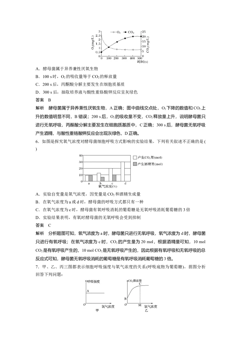2022年高考生物一轮复习第3单元强化练5　有氧呼吸和无氧呼吸的辨析_新高考复习资料_2022年新高考复习资料_2022年一轮复习最新版_1.2022年高考生物一轮复习全国通用版
