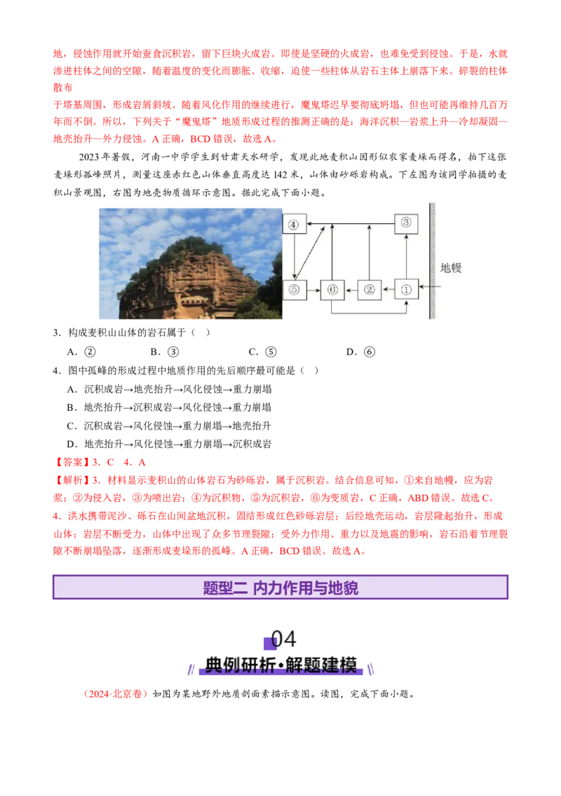 专题05地质地貌（讲义）（解析版）_2025年新高考资料_二轮复习_上好课2025年高考地理二轮复习讲练测（新高考通用）3381954