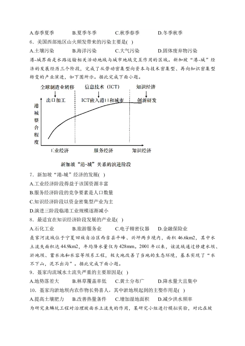 2025届高考地理一轮复习专题训练：不同类型区域的发展（含答案）_2025年新高考资料_专项练习_2025届高考地理一轮复习专题训练