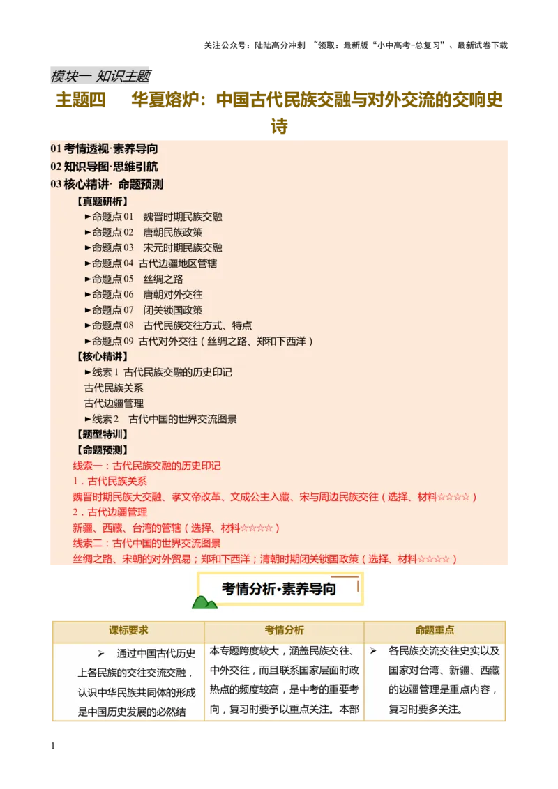 专题04华夏熔炉：中国古代民族交融与对外交流的交响史诗（讲练）（解析版）_02中考总复习（2026版更新中）_06-历史-中考总复习_2025年中考复习资料_2025中考二轮课件ppt+讲义+练习历史