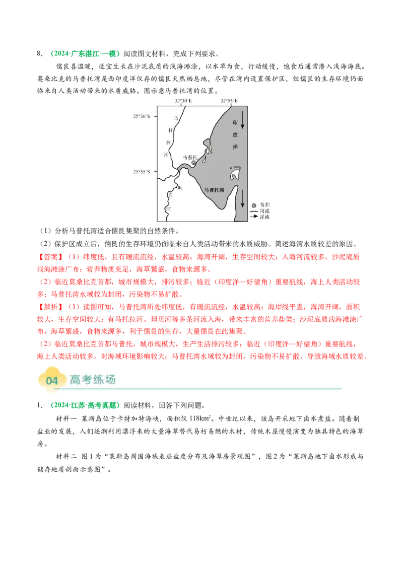 专题18海水性质与海水运动相关问题的描述（解析版）_2025年新高考资料_二轮复习_01高考语文等多个文件_2025年高考地理二轮热点题型归纳与变式演练（新高考通用）