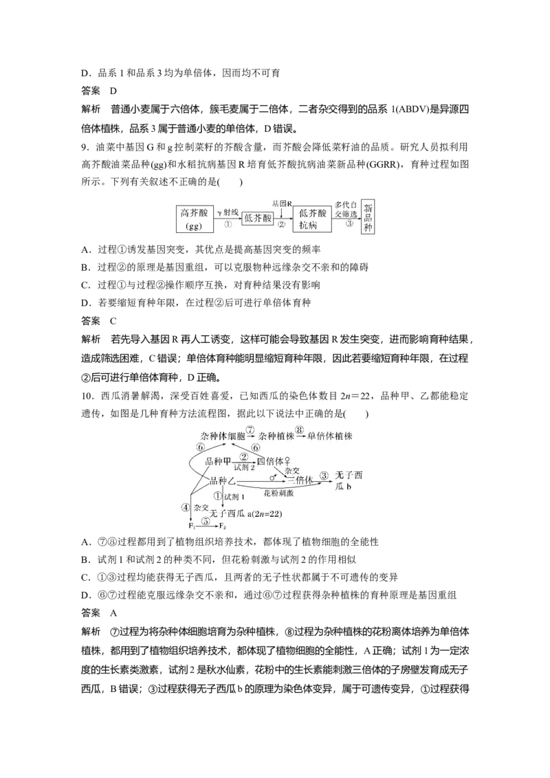 2023年高考生物一轮复习（新人教新高考）第7单元第3课时　生物变异在育种上的应用_新高考复习资料_2023年新高考复习资料_一轮复习_2023年新高考大一轮复习讲义