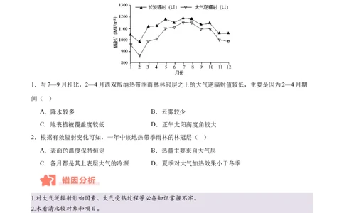 专题03大气运动与天气、气候易错提分（4大易错点）（原卷版）_2025年新高考资料_二轮复习_01高考语文等多个文件_2025年高三地理高考二轮复习专项提升_易错专练