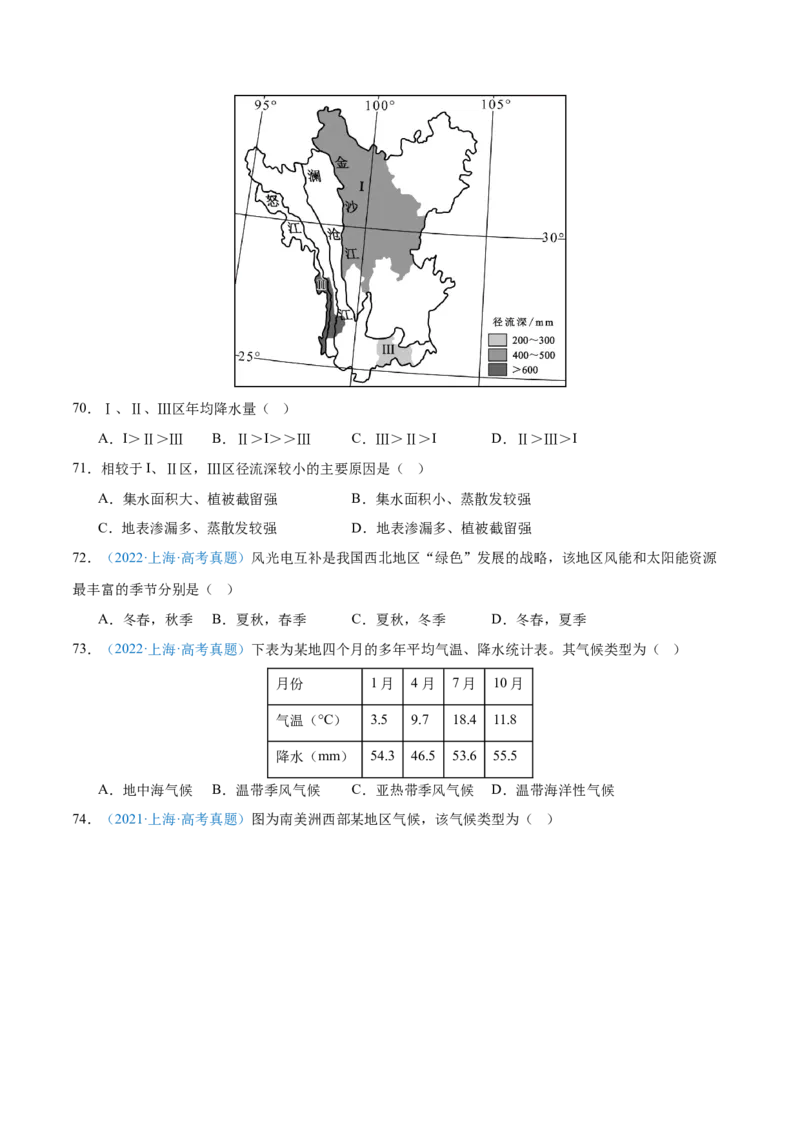 专题03地球上的大气+原卷版_2025年新高考资料_二轮复习_2025年高三地理高考二轮复习专项提升（新高考通用）3405802_真题演练