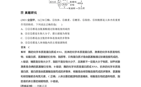2023年高考生物二轮复习（全国版）第1篇专题突破专题1考点2　细胞中的有机物_通用版（老高考）复习资料_2023年复习资料_二轮复习_2023年高考生物二轮复习讲义+课件（全国版）