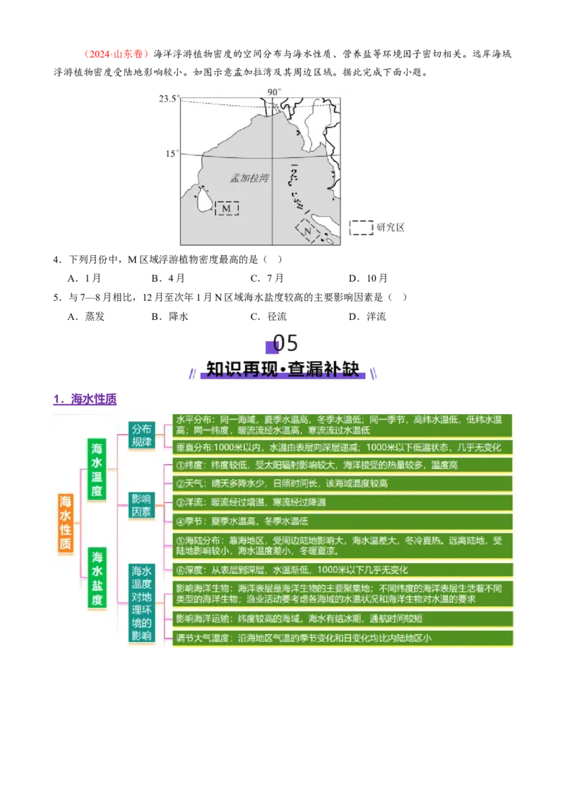 专题04水体运动（讲义）（原卷版）_2025年新高考资料_二轮复习_上好课2025年高考地理二轮复习讲练测（新高考通用）3381954