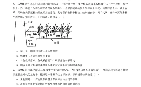热点06绿色环保（原卷版）_2024年新高考资料_3.2024专项复习_2024年高考生物热点&middot;重点&middot;难点专练（新高考专用）