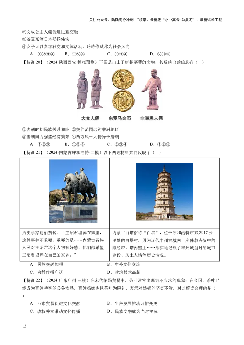 专题04华夏熔炉：中国古代民族交融与对外交流的交响史诗（讲练）（原卷版）_02中考总复习（2026版更新中）_06-历史-中考总复习_2025年中考复习资料_2025中考二轮课件ppt+讲义+练习历史
