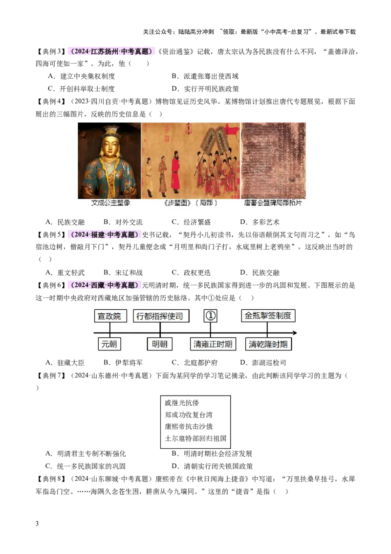 专题04华夏熔炉：中国古代民族交融与对外交流的交响史诗（讲练）（原卷版）_02中考总复习（2026版更新中）_06-历史-中考总复习_2025年中考复习资料_2025中考二轮课件ppt+讲义+练习历史