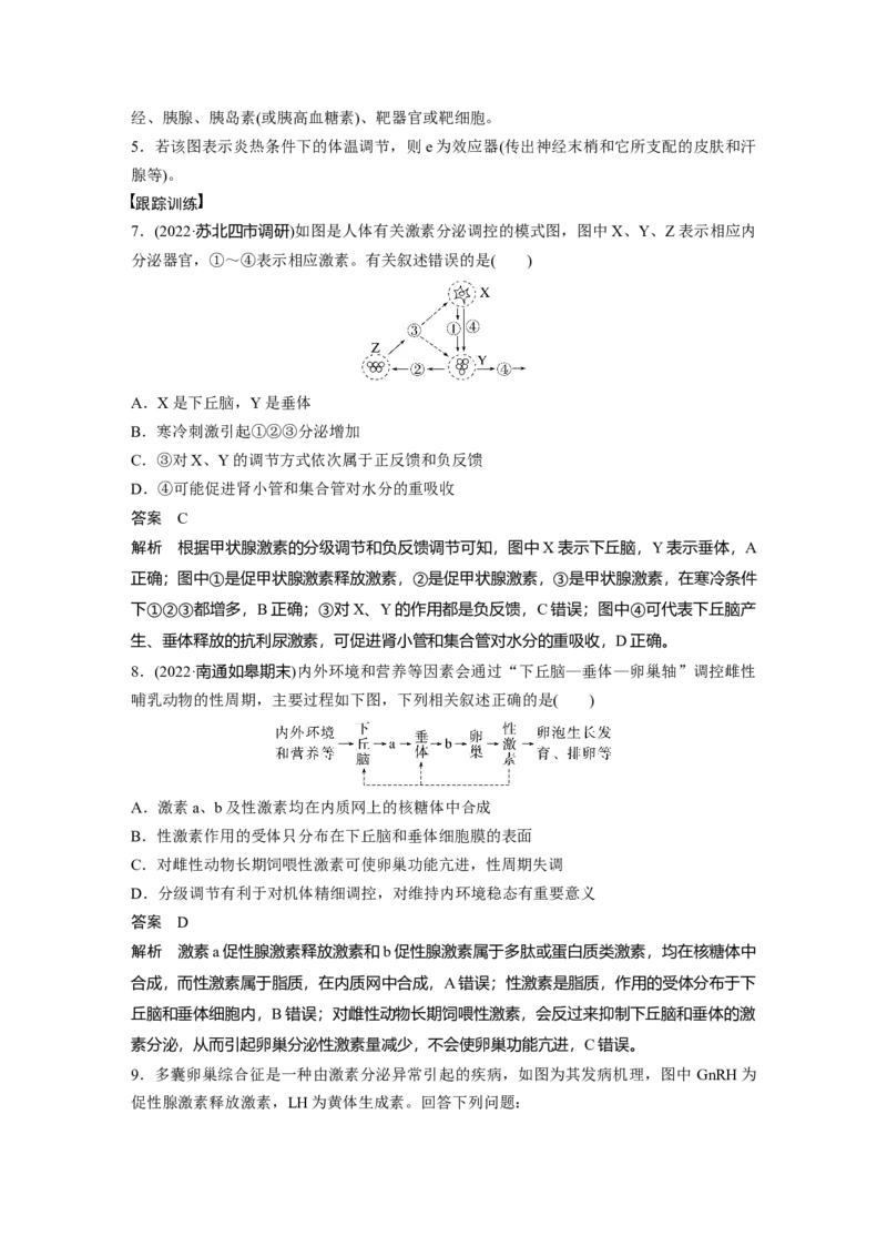 2023年高考生物一轮复习（新人教新高考）第8单元微专题八　动物生命活动调节模型的构建和分析_新高考复习资料_2023年新高考复习资料_一轮复习_2023年新高考大一轮复习讲义