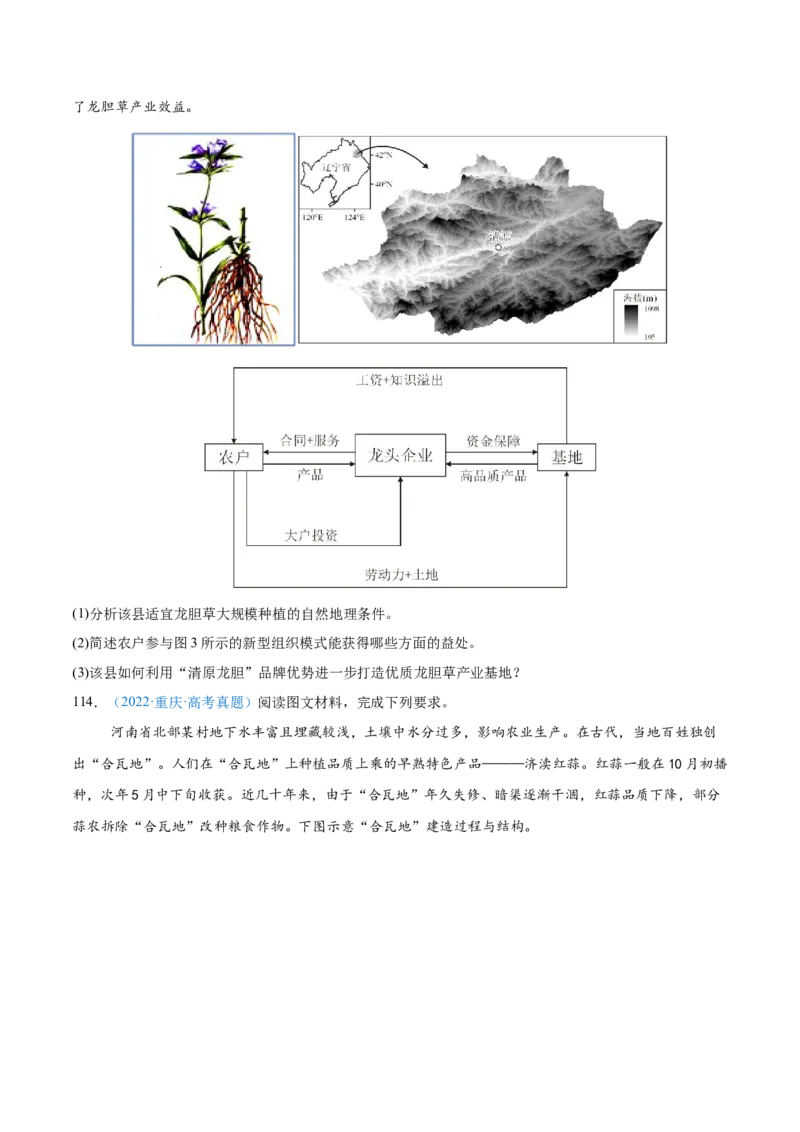 专题09农业+原卷版_2025年新高考资料_二轮复习_01高考语文等多个文件_2025年高三地理高考二轮复习专项提升_真题演练