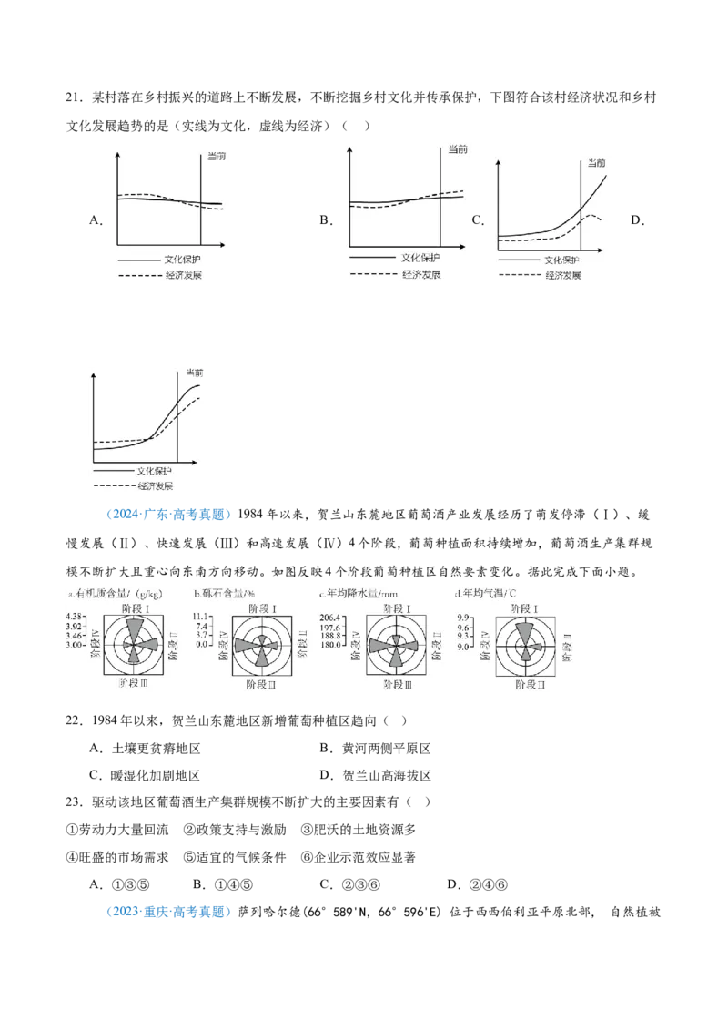 专题09农业+原卷版_2025年新高考资料_二轮复习_01高考语文等多个文件_2025年高三地理高考二轮复习专项提升_真题演练