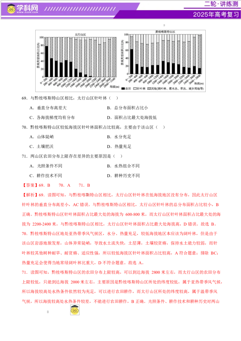 专题06自然地理环境的整体性与差异性（练习）（解析版）_2025年新高考资料_二轮复习_上好课2025年高考地理二轮复习讲练测（新高考通用）3381954