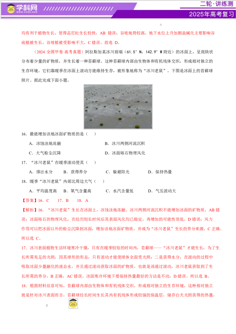 专题06自然地理环境的整体性与差异性（练习）（解析版）_2025年新高考资料_二轮复习_上好课2025年高考地理二轮复习讲练测（新高考通用）3381954