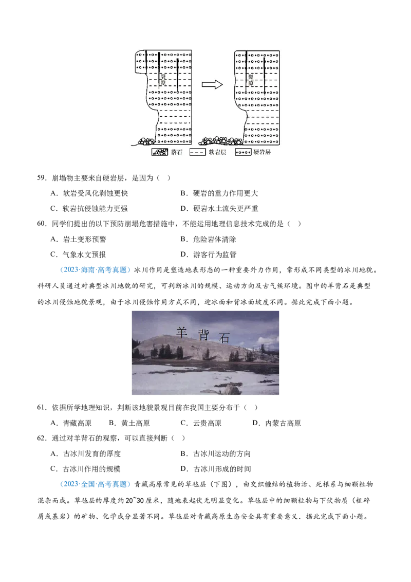 专题05地质地貌+原卷版_2025年新高考资料_二轮复习_01高考语文等多个文件_2025年高三地理高考二轮复习专项提升_真题演练