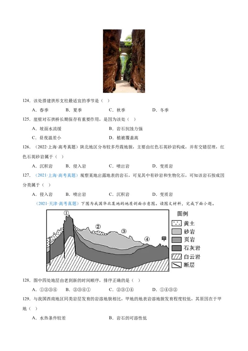 专题05地质地貌+原卷版_2025年新高考资料_二轮复习_01高考语文等多个文件_2025年高三地理高考二轮复习专项提升_真题演练