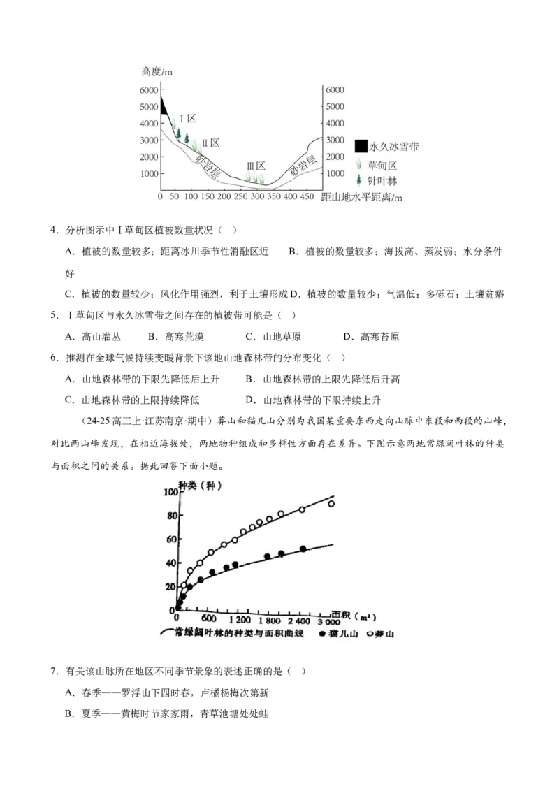 专题06自然地理环境的整体性与差异性（练习）（原卷版）_2025年新高考资料_二轮复习_01高考语文等多个文件_上好课2025年高考地理二轮复习讲练测（新高考通用）