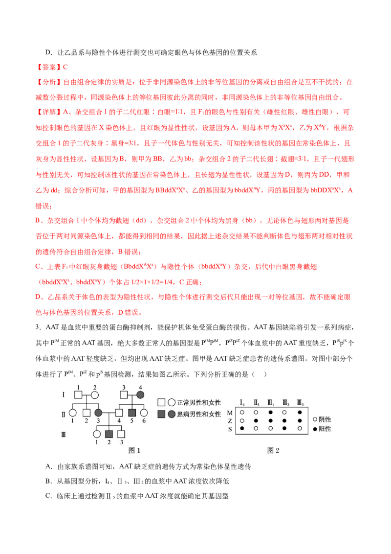 押新高考卷遗传的理论基础（解析版）-备战2024年高考生物临考题号押题（新高考通用）_2024年新高考资料_5.2024三轮冲刺_备战2024年高考生物临考题号押题（新高考通用）322745222