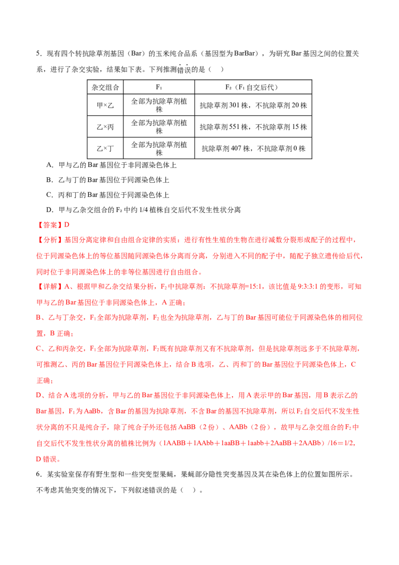 押新高考卷遗传的理论基础（解析版）-备战2024年高考生物临考题号押题（新高考通用）_2024年新高考资料_5.2024三轮冲刺_备战2024年高考生物临考题号押题（新高考通用）322745222