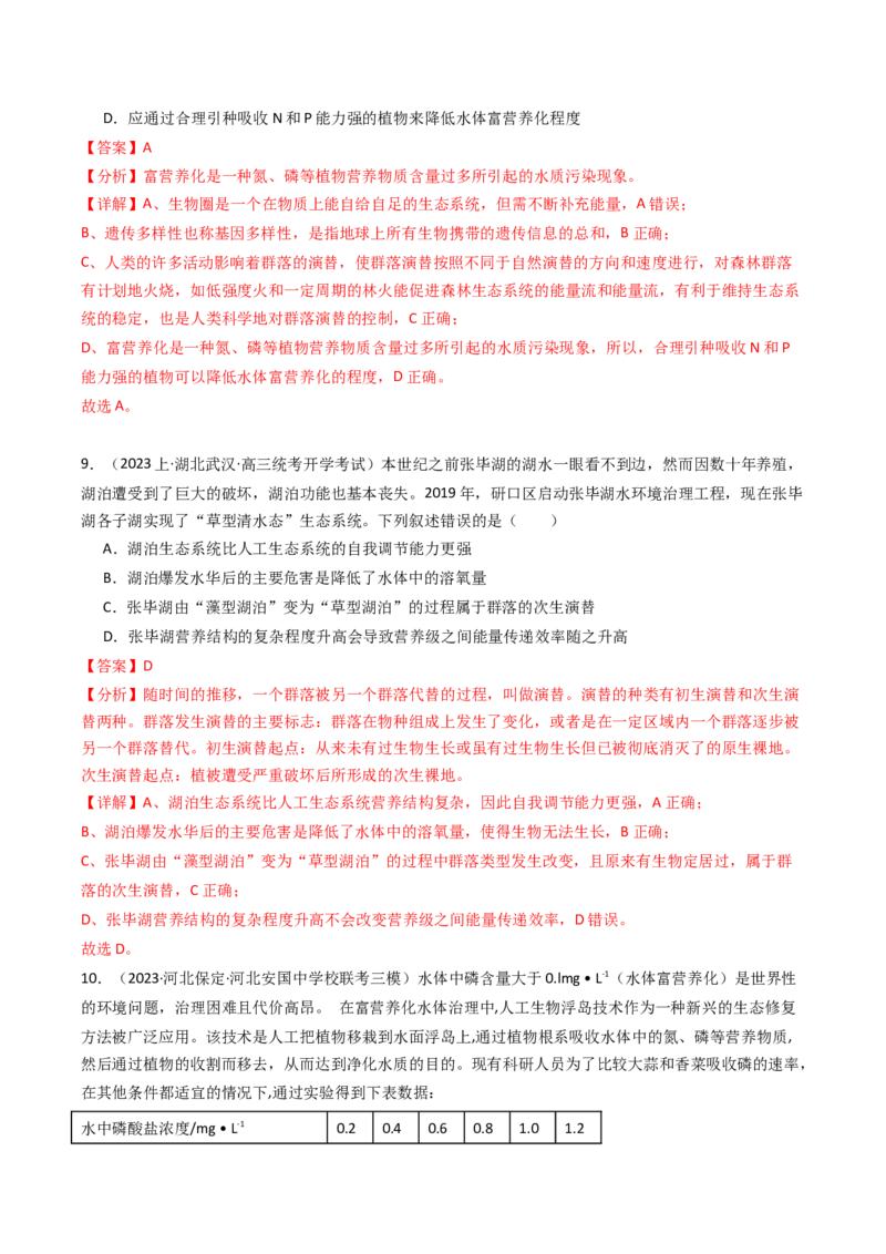 热点06绿色环保（解析版）_2024年新高考资料_3.2024专项复习_2024年高考生物热点&middot;重点&middot;难点专练（新高考专用）