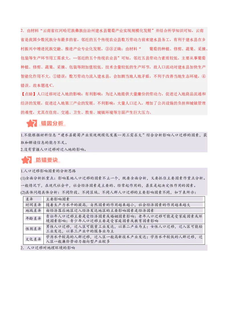 专题07人口与城市易错提分（4大易错点）（解析版）_2025年新高考资料_二轮复习_2025年高三地理高考二轮复习专项提升（新高考通用）3405802_易错专练