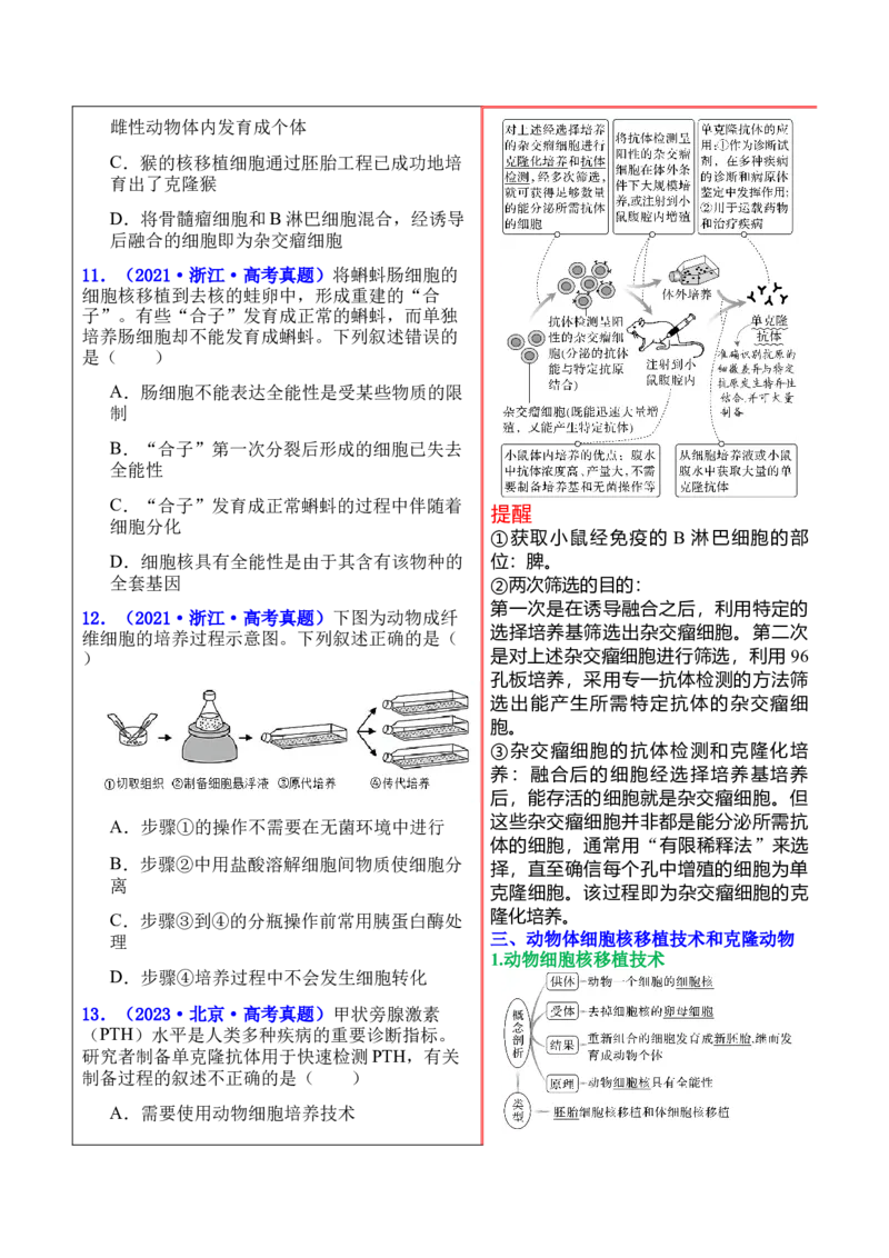 押新高考卷细胞工程（原卷版）-备战2024年高考生物临考题号押题（新高考通用）(1)_2024年新高考资料_5.2024三轮冲刺_备战2024年高考生物临考题号押题（新高考通用）322745222