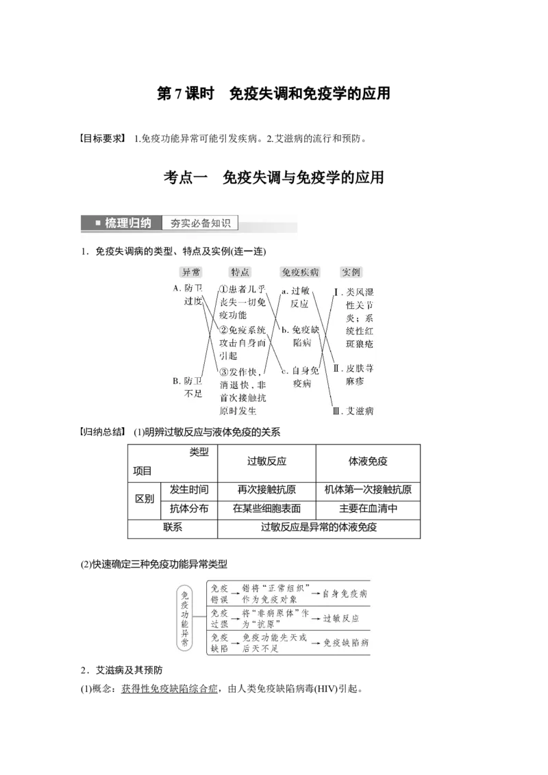 2023年高考生物一轮复习（全国版）第8单元第7课时　免疫失调和免疫学的应用_通用版（老高考）复习资料_2023年复习资料_一轮复习_2023年高考生物一轮复习讲义+课件（全国版）