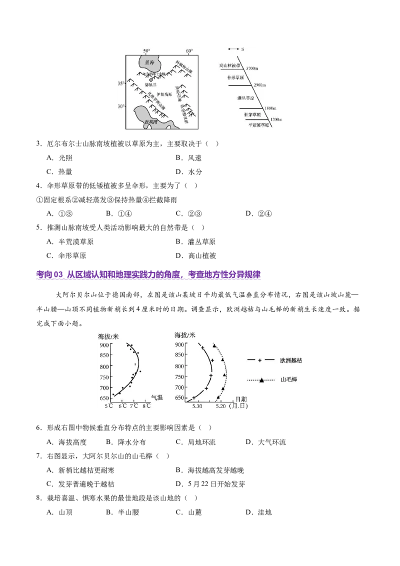 专题06自然地理环境的整体性与差异性（讲义）（原卷版）_2025年新高考资料_二轮复习_01高考语文等多个文件_2025年高三地理高考二轮复习专项提升_二轮讲义