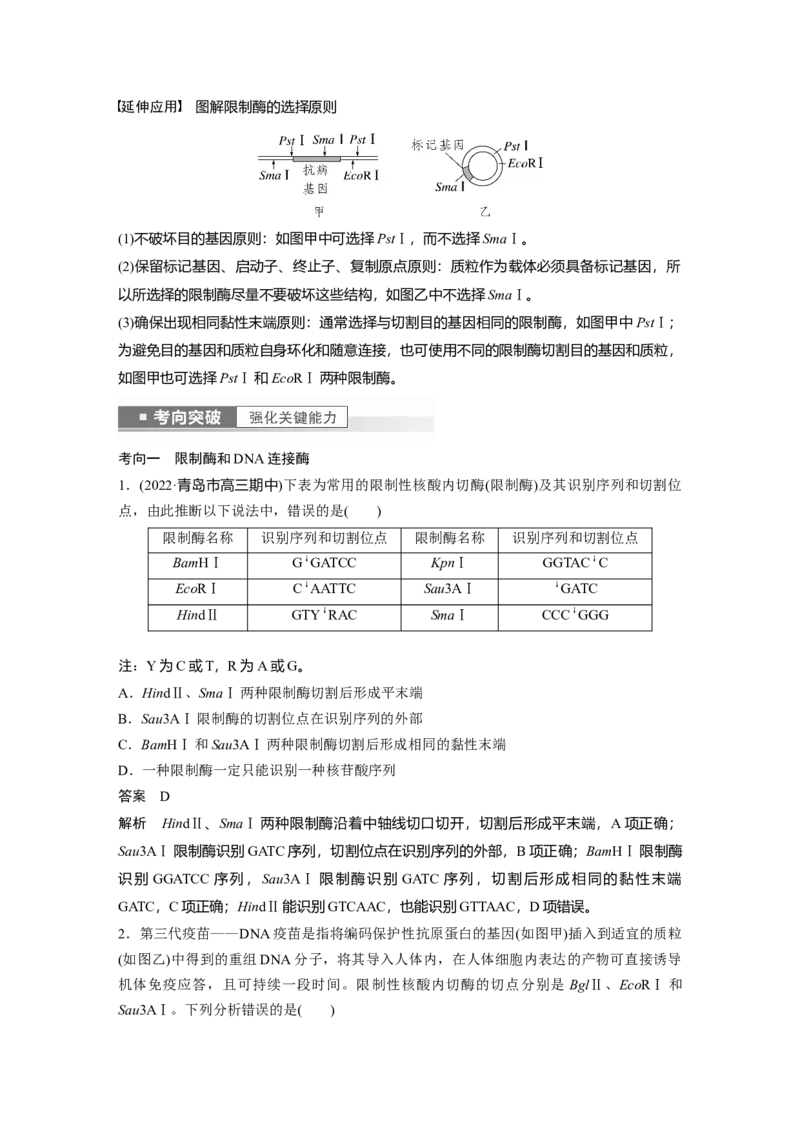 2023年高考生物一轮复习（全国版）第10单元第1课时　基因工程的基本工具和基本操作程序_通用版（老高考）复习资料_2023年复习资料_一轮复习_2023年高考生物一轮复习讲义（全国版）