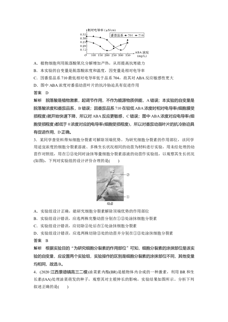 2022年高考生物一轮复习第8单元强化练18　植物激素相关的实验设计_新高考复习资料_2022年新高考复习资料_2022年一轮复习最新版_1.2022年高考生物一轮复习全国通用版