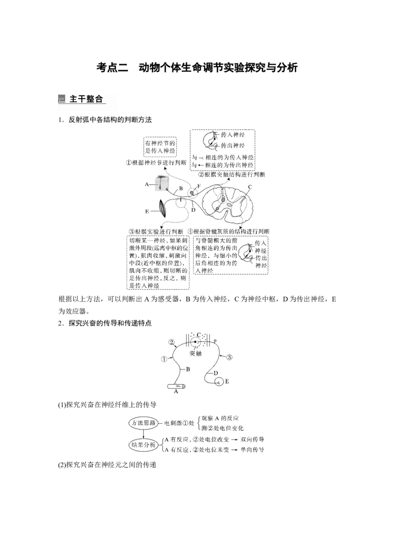 2023年高考生物二轮复习（全国版）第1篇专题突破专题6考点2　动物个体生命调节实验探究与分析_通用版（老高考）复习资料_2023年复习资料_二轮复习