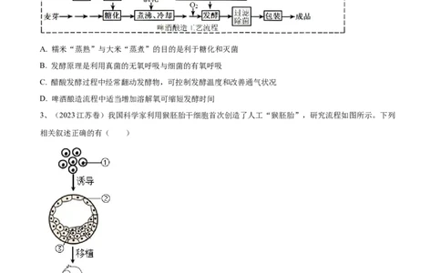 押江苏卷选择题生物技术与工程（原卷版）_2024年新高考资料_5.2024三轮冲刺_备战2024年高考生物临考题号押题（江苏专用）322855714_押江苏卷选择题生物技术与工程（原卷版）