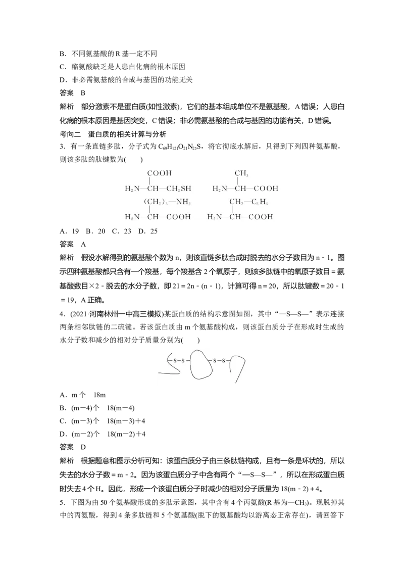 2022年高考生物一轮复习第1单元第3讲　蛋白质和核酸_新高考复习资料_2022年新高考复习资料_2022年一轮复习最新版_1.2022年高考生物一轮复习全国通用版