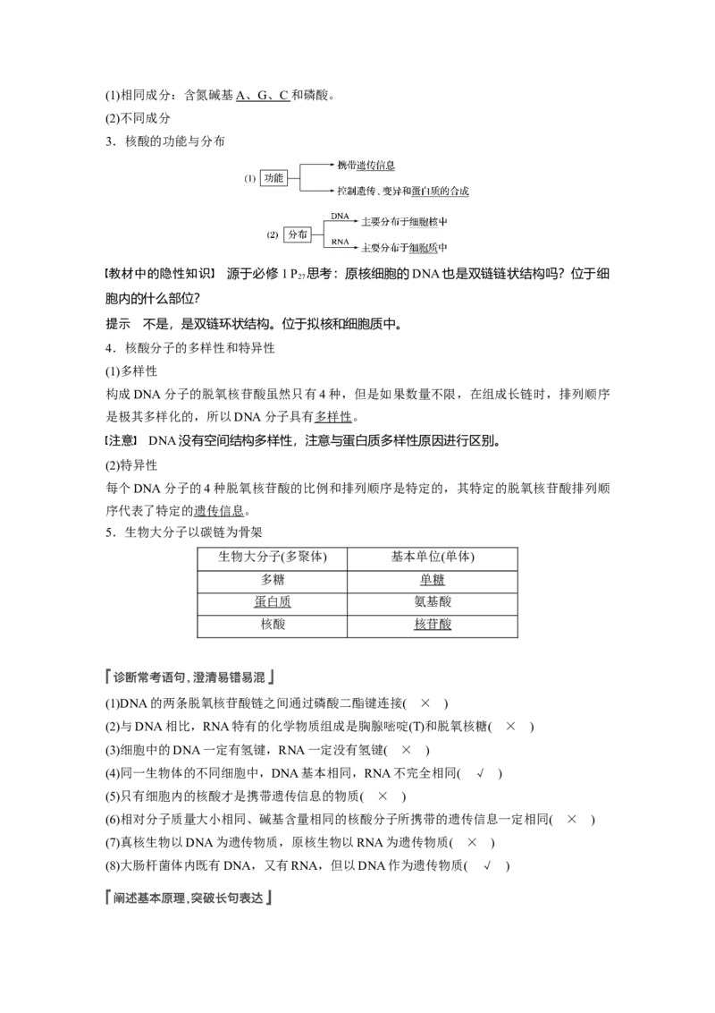 2022年高考生物一轮复习第1单元第3讲　蛋白质和核酸_新高考复习资料_2022年新高考复习资料_2022年一轮复习最新版_1.2022年高考生物一轮复习全国通用版