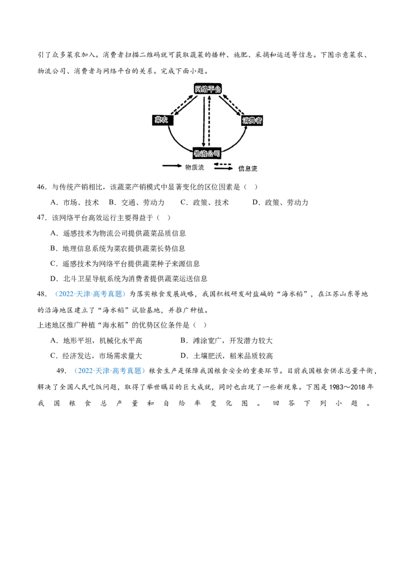 专题09农业+原卷版_2025年新高考资料_二轮复习_2025年高三地理高考二轮复习专项提升（新高考通用）3405802_真题演练