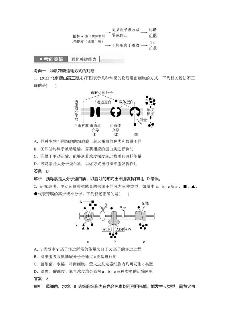2023年高考生物一轮复习（新人教新高考）第2单元第6课时　物质出入细胞的方式及影响因素_新高考复习资料_2023年新高考复习资料_一轮复习_2023年新高考大一轮复习讲义